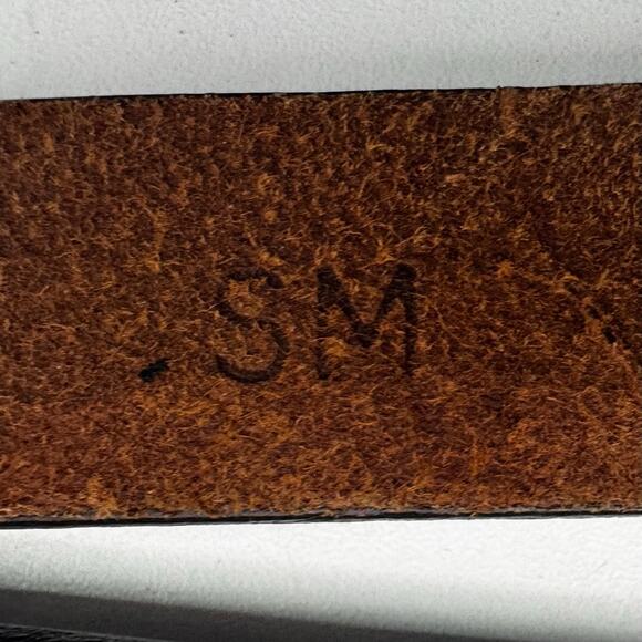 Chicos Boho Chic Belt Hook / Loop Buckle Brown Leather USA Small 35 Adjustable - Picture 4 of 8